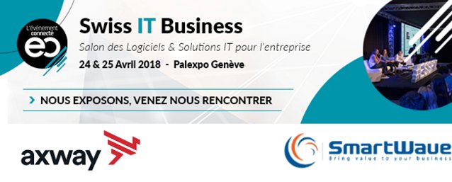 soa92600's tweet image. Meet with Axway at Swiss IT Business 2018 in Geneva , Switzerland! For the third year, Axway and its partner @SmartWave will be sponsor at the event. ✔️ Register Now bit.ly/2u2cAHg