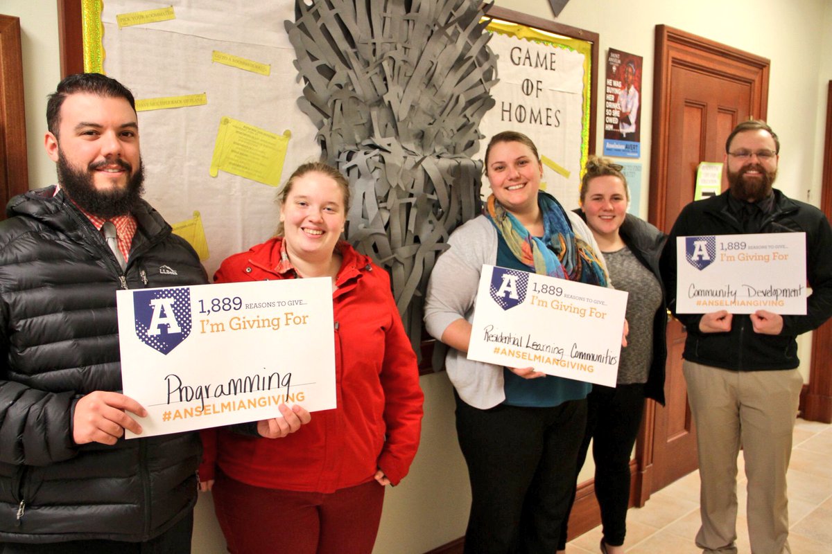 AnselmianLife's tweet photo. Our @SaintAnselm Residence Directors and Area Coordinators are giving for... #AnselmianGiving https://t.co/qFhzZcfR9g