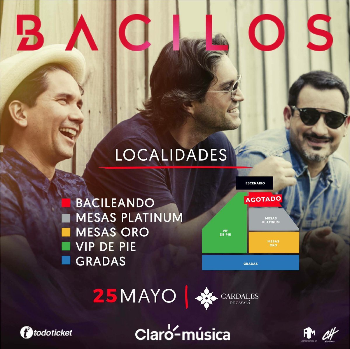 AllMadeInGuate's tweet photo. ¡¡¡LOCALIDAD BACILEANDO AGOTADA!!! Corre por tus entradas para el concierto de @BacilosOficial porque se están acabando. De en @Todoticket y en sus puntos de venta o call center.
#BacilosIsBack #Bacileando #PREVENTA #CHP
@AMPromotions_gt #CHPromotionsGt @claroguatemala https://t.co/iz1niGKZTa