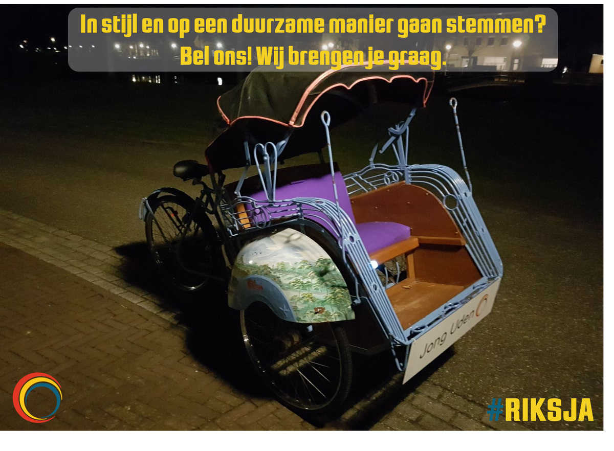 jongmaashorst's tweet photo. Yes! Ze zijn helemaal gereed: de Jong Uden riksja's π
Wil jij in stijl en op een duurzame manier gaan stemmen @gemUden? Bel ons! Wij brengen je graag π²
Hier vind je het telefoonnummer van onze service: https://t.co/EQNOHl8H9o
#JU18 #GR2018 #riksja #stemmen https://t.co/Eq1ceIl73k