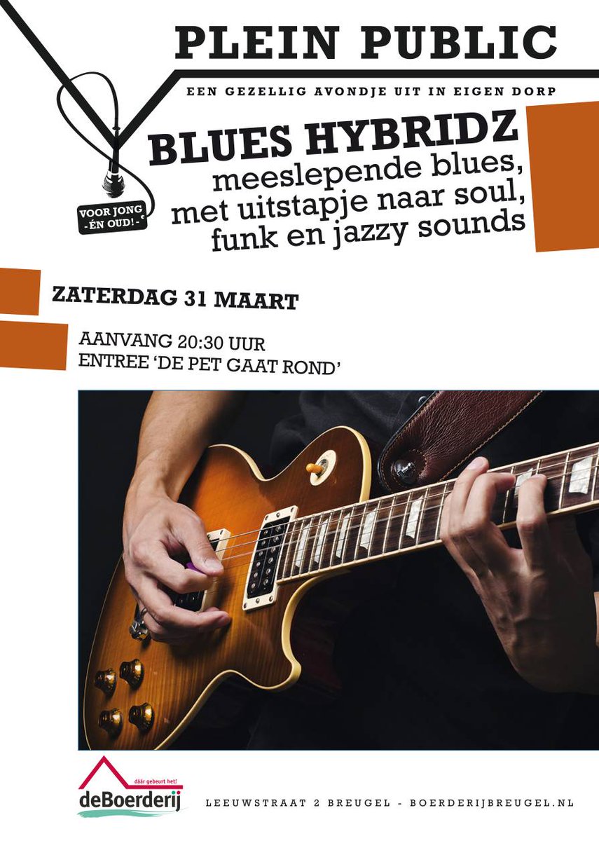 Meeslepende #blues bij #Plein Public op 31 mrt in de #Boerderij #Breugel. Ben je erbij? #senb #son