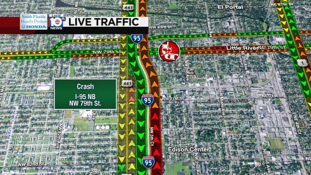 CRASH: I-95 NB & NW 79th St. Delays are building. #TRAFFIC #MIAMI https://t.co/Rd70FK4hdV