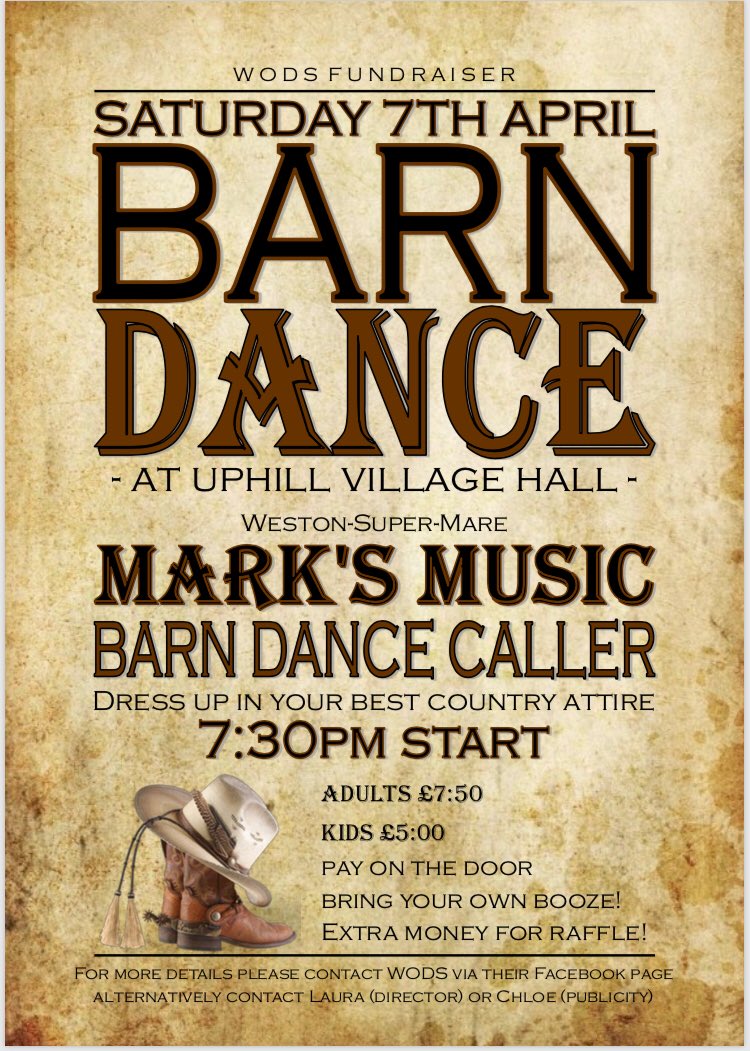 WorleOperatics's tweet photo. WODS Musical Theatre Company are holding a Fundraising Barn Dance! See poster for details! Tickets now ON SALE! 🤠 https://t.co/5g9Gqwu9LQ