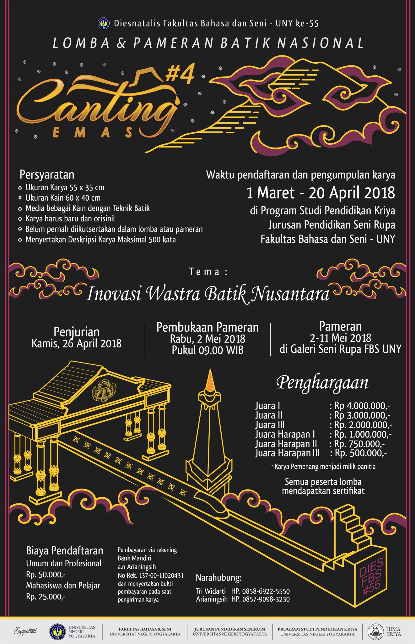 FBS UNY on Twitter "Lomba & Pameran Batik Nasional "Canting Emas" Pendaftaran & Pengumpulan Karya 01 03 20 04 2018 serta Pameran Karya 02 05 11 05 di