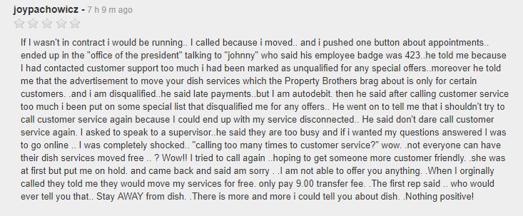 campergeneral's tweet photo. Take a look at this complaint from their website. Do you really want to do business with these assholes???? #cableTV #TVInternet

@dish_answers #dish #dishnetwork https://t.co/4eqmRvZtTS