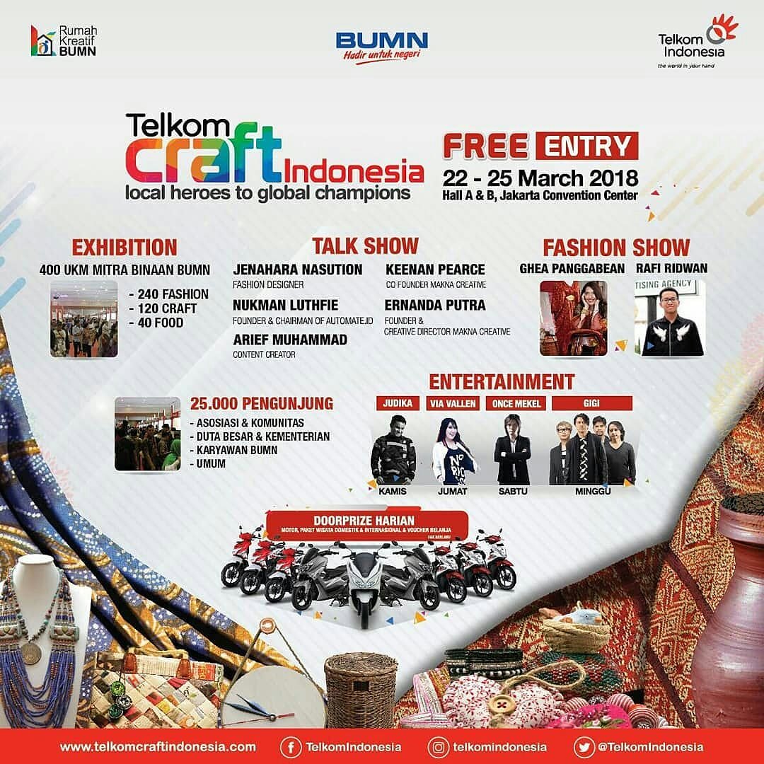 We are open booth!!

Buat yang masih penasaran sama WICO 2.0 (Wifi Corner) &amp; Wifi Station yuk merapat ke booth Telkom Indonesia di event Telkom Craft Indonesia, 22-25 Maret 2018 Hall A &amp; B Jakarta Convention Center. See you!

#eventjakarta #TCI2018 #warnetzamannow #wifistation