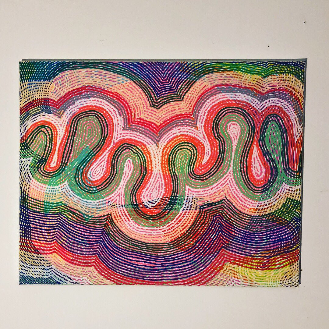 OmniaSolArt's tweet image. #painting on #16x20canvas #forsale 💯 message me if interested #lineart #moire #moiré #moireeffect #moirepattern #pattern #abstractart #abstract #abstractexpressionism #opticalillusion #opart #automaticdrawing #kineticart