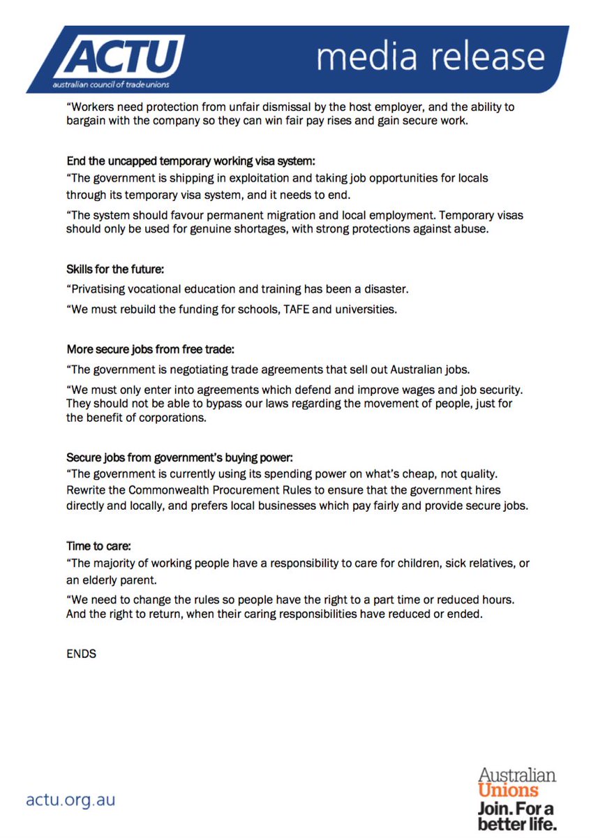 In the most important speech by a union leader in a generation, <a href="/SallyMcManus/">Sally McManus</a> will today outline the rules that need to be changed for more secure jobs and better pay. #ChangeTheRules #npc 
actu.org.au/actu-media/med…