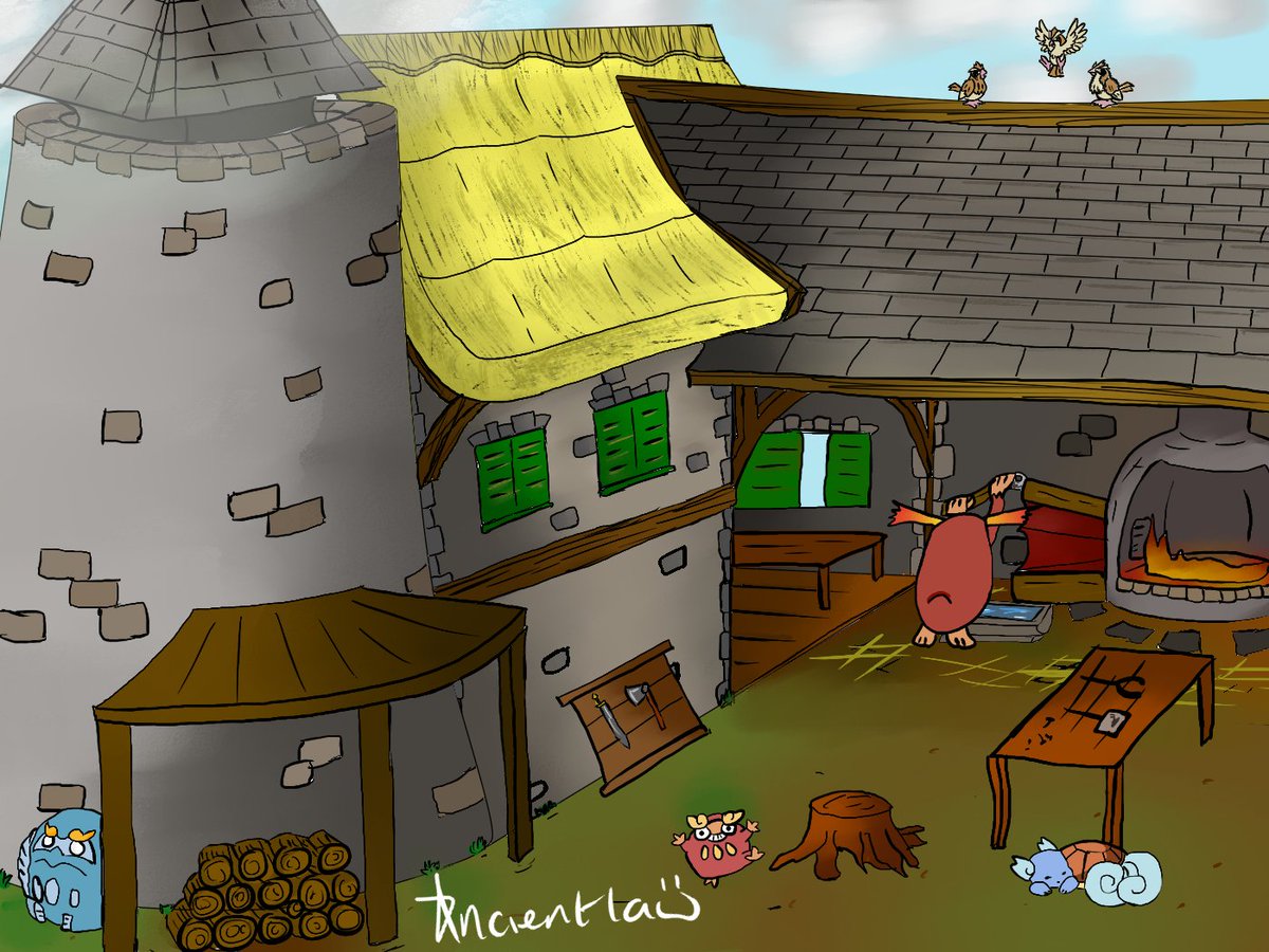 ancientlawcdp's tweet photo. my pen ran out of battery do i couldn't finish drawing it, but i thought i didn't really need the human blacksmith in the drawing #pokemon #medieval #blacksmith #digitalart https://t.co/7sBa8zMX4d