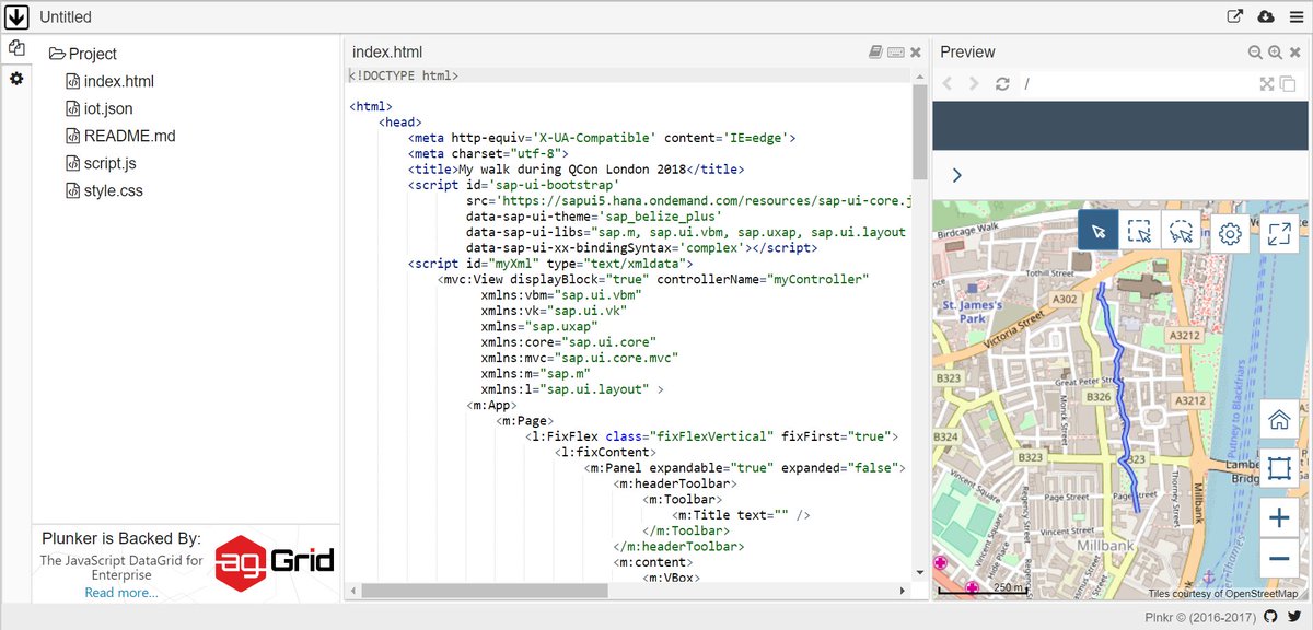 Sygyzmundovych's tweet photo. Finished reworking an example from #openSAP course "Maps and 3D Made Easy with #SAPUI5" to visualize my #IoT GPS path from last week's #GeospatialTuesday post as SAPUI5 #GeoMap with Spots.

It is still Tuesday here ;-) but the new blog entry will come tomorrow, as it is 23:59 CET https://t.co/UuSHwyXh7E