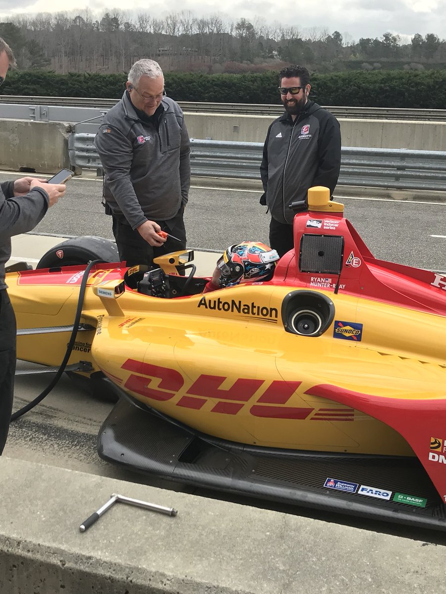 Speedmanindy's tweet photo. Well what was a very uneventful day at #BarberTest with the 28 guys. There was a high note the debut of Ryan’s new Driver Fan🤣 https://t.co/Aa3bfvHW7J