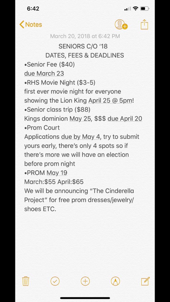 🚨Attention seniors🚨Below is a list of deadlines for fees to be paid.