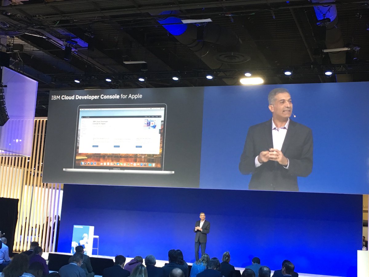 rbadlaney's tweet photo. #think2018 IBM Apple partnership and a very cool iOS development console featuring our Hyper protect mbaas starter kit and our #IBMz backed cloud services #hyperdataprotection #IBMCloud https://t.co/iyU14qDE6r