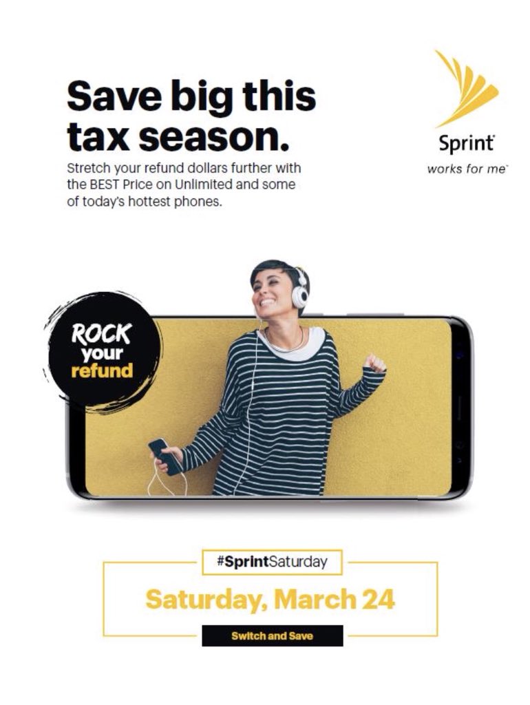 Sprint7075's tweet photo. This #Saturday #Sprint #SprintSaturday #SprintSaysThanks Rock your refund!  $50 when you port and #Switch #Logo &amp; waived activation fees on #SamsungGalaxyS9 #SamsungGalaxyS9Plus Also #LOGO on #iPhone8 #iPhone8plus 4246 Northlake Blvd Palm Beach Gardens #Florida #WorksForMe https://t.co/BjdyfmdXFu