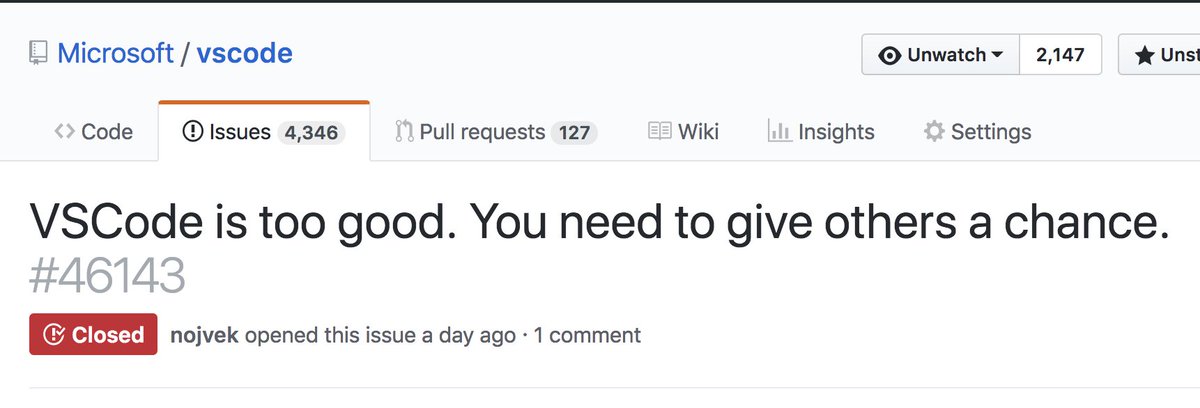 auchenberg's tweet photo. Best GitHub issue opened on @code in a while... 🎉https://t.co/1xcc0UcKi9 https://t.co/JBfVRqRm6n