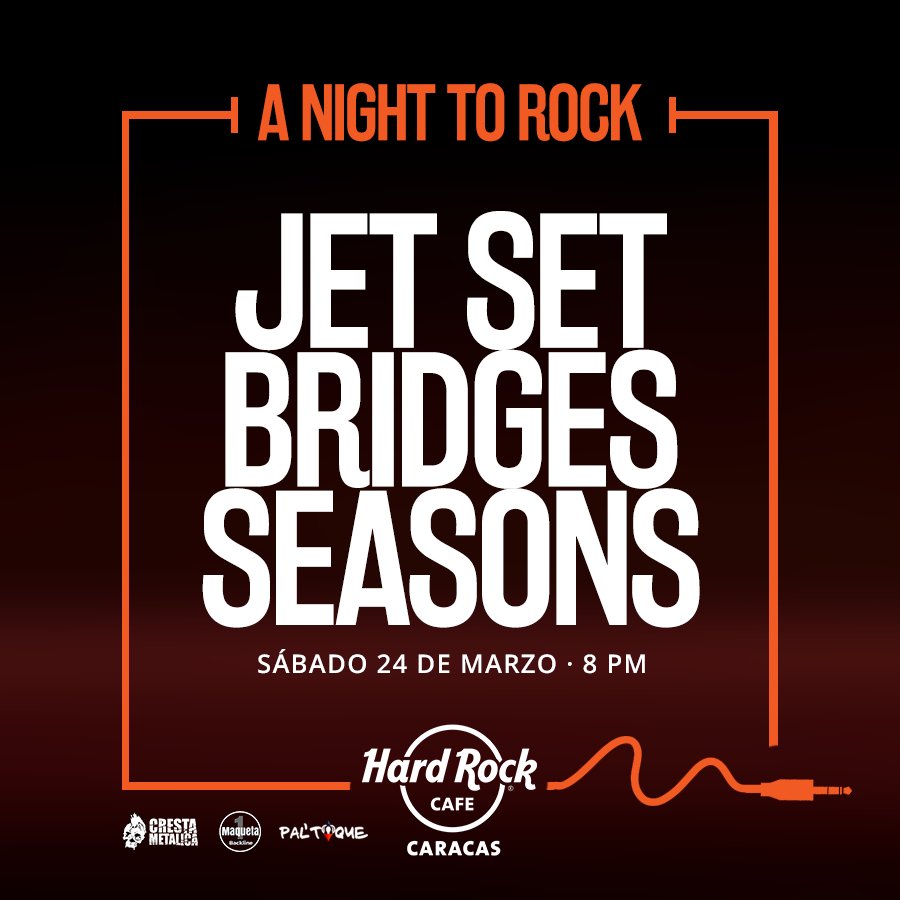 Una noche para rockear por completo, vive 3 bandas <a href="/jetsetbanda/">JET SET</a> @seasonsbandoficial <a href="/brdgsband/">brdgsband</a>  | Sábado #24M | 8 PM #AgendaRocker