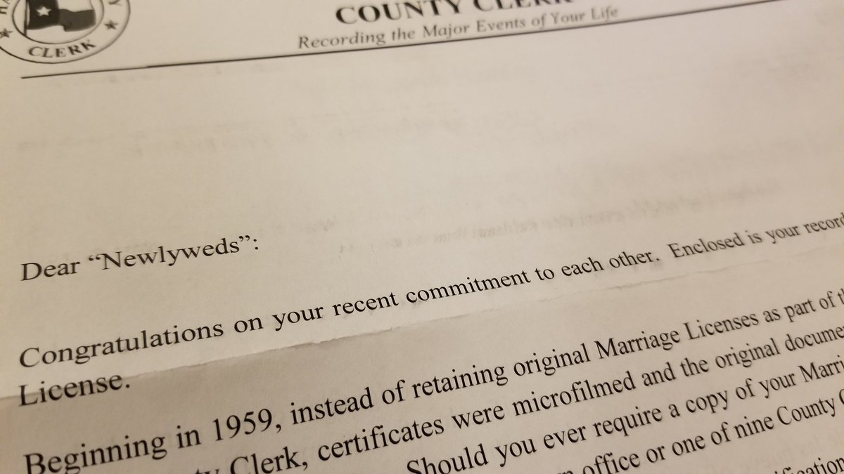 KyleCollop's tweet image. For a form letter you think they could at least eliminate the quotation marks... #MarriedLife #newlyweds #finallyofficial
