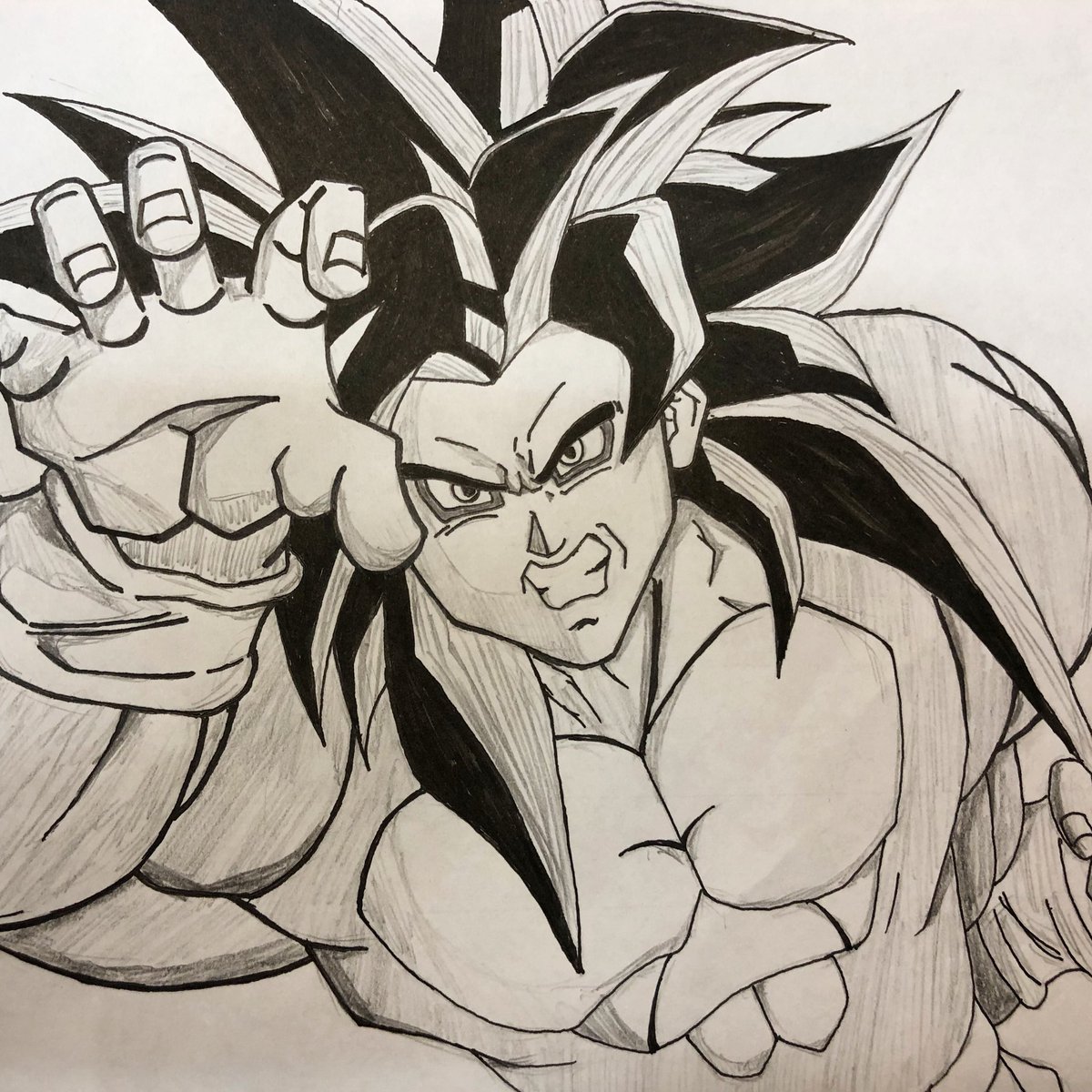 銀龍 Twitter પર リクエストされた超サイヤ人4の悟空 筆ペンお絵描きアリだ ドラゴンボール お絵描き 筆ペン 筆ペンイラスト