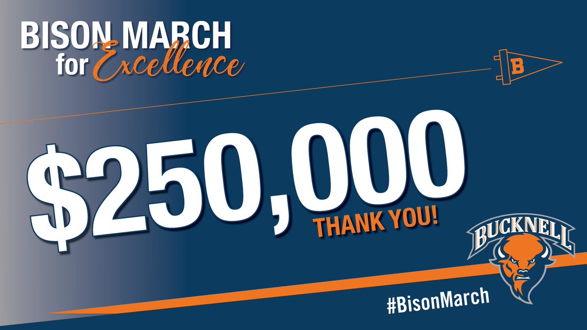 Great news! We've already raised more than $250,000 through the #BisonMarch. Join nearly 1,000 Bucknellians who have already given. Support student-athletes with a gift now: bucknell.edu/script/Gifts/?…. Check out current team standings at bucknell.edu/BisonMarch #rayBucknell
