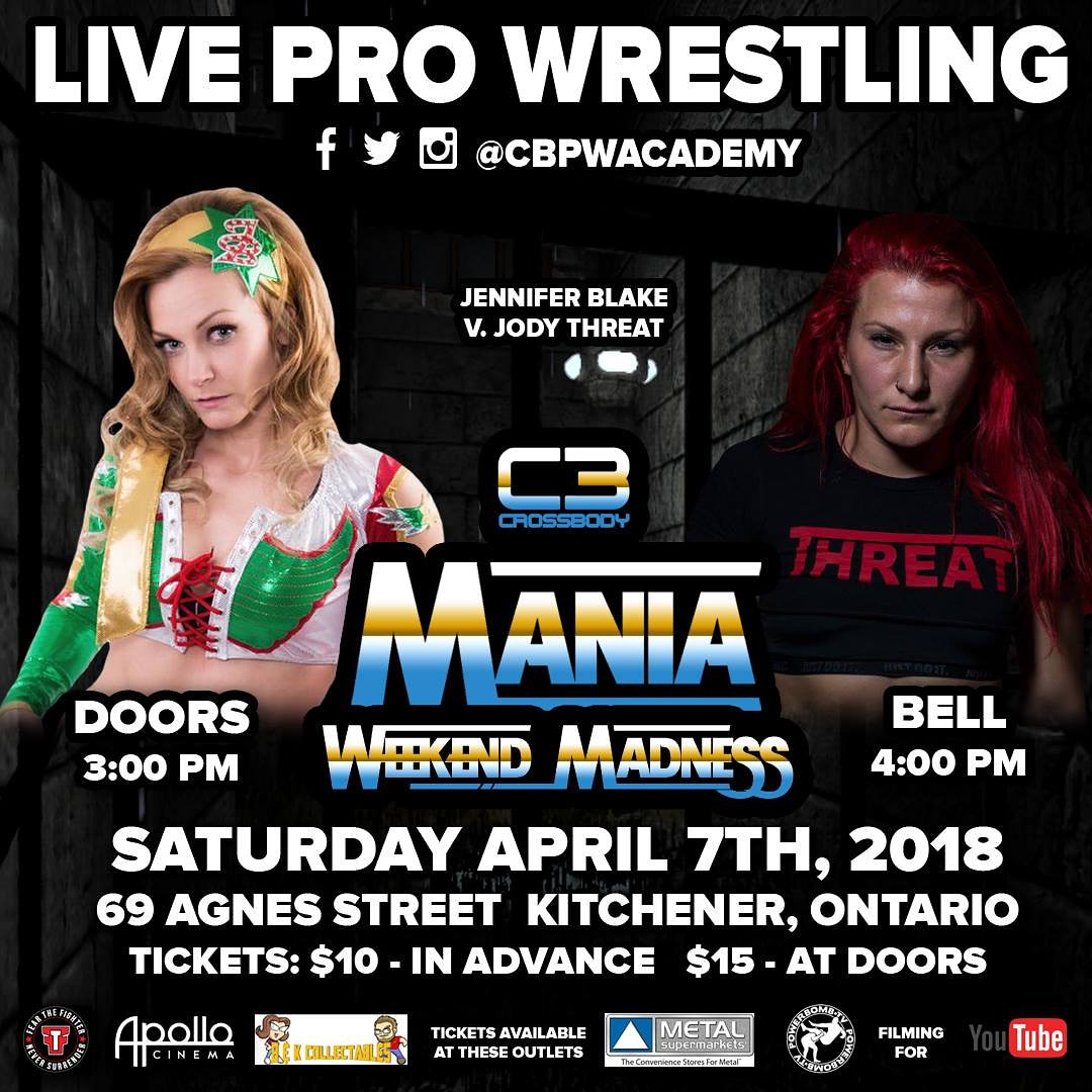 Match Announcement! Unfortunately, @AlexxiaaNicole is unable to appear at #ManiaWeekendMadness in the coming weeks. With that being said... I think we did good. Women's Division Match @GirlDynamite vs @JodyThreat Tickets are still available! @IndyPowerRankin