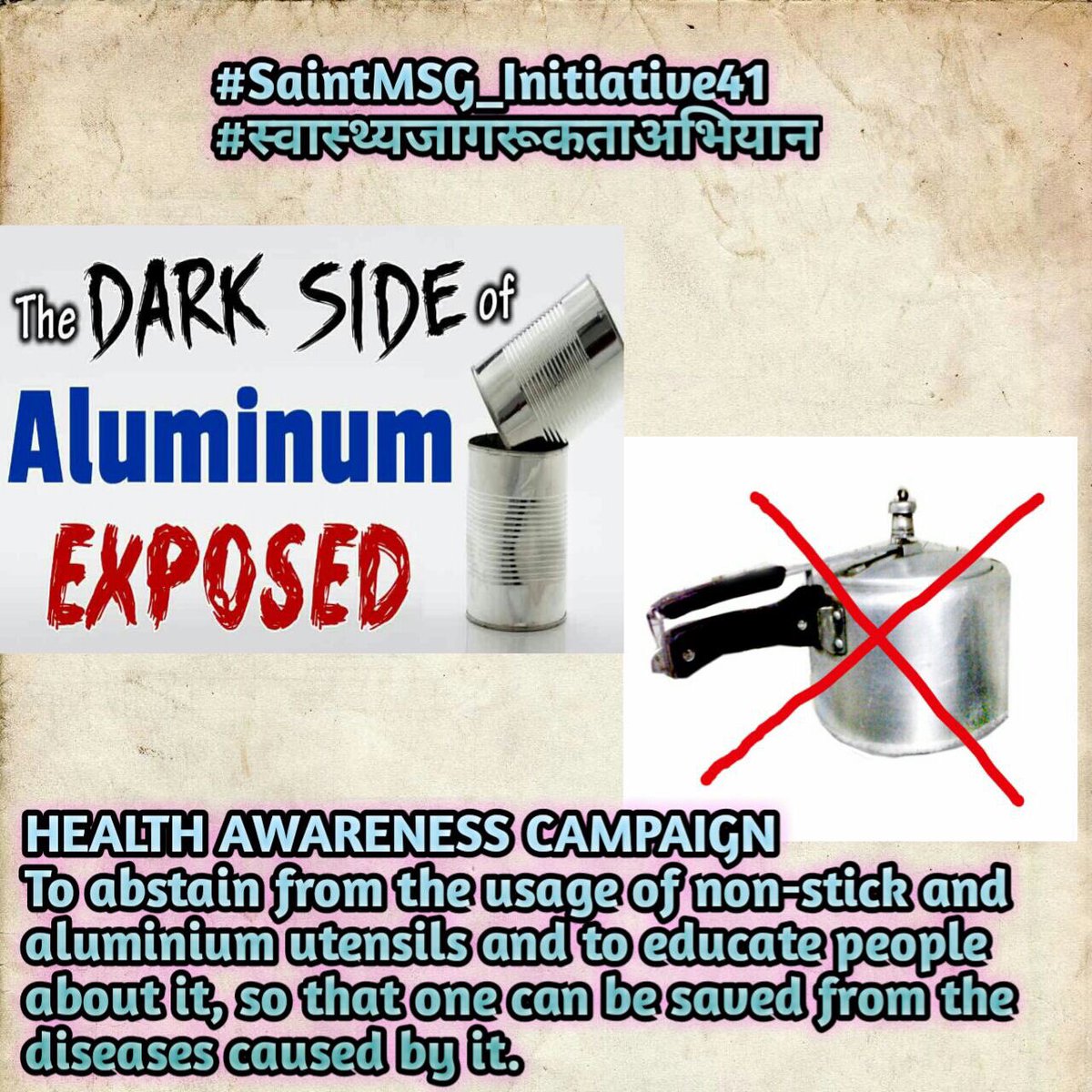 insanreligion's tweet photo. #SaintMSG_Initiative41
#स्वास्थ्यजागरूकताअभियान
➡Want your kid to perform well at school?
➡Ensure cooking meals in non-aluminium vessels
➡Meals cooked in aluminium pots can harm your child's brain and kidneys... https://t.co/2Z39LKaUHl