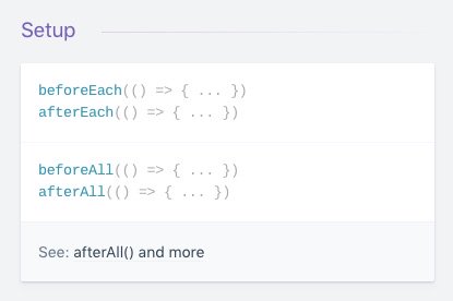 devhints's tweet image. jest (js): beforeEach() runs before every test, beforeAll() runs just once. ⚡ devhints.io/jest