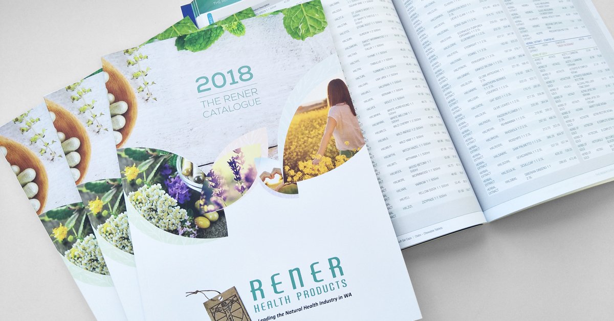dashperth's tweet image. We worked with Rener Health to design a fresh new 2018 #productcatalog. The new design looks as good as their #naturalhealth products make you feel. The finished catalog was printed on environmentally sustainable paper stock. #graphicdesign