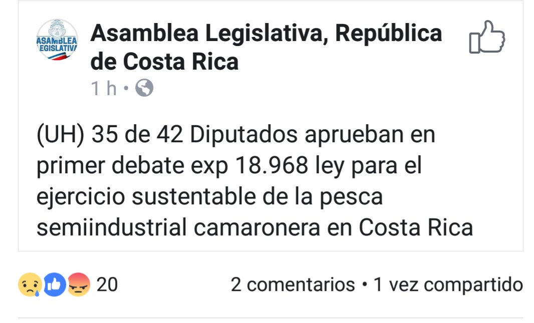 Con los votos del PAC, PLN, PUSC, Restauración y cia aprueban en primer debate pesca de arrastre convocado por el Gobierno Solis-Pac.
Se demuestra una vez más que ninguno de los dos partidos en contienda son una alternativa o mal menor. Por eso #MiVotoEsNulo.