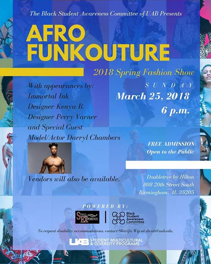 Come Be Fly with us. FREE ADMISSION for everyone. 
#BSAC #UAB #fashiondesign #fashion #Birmingham