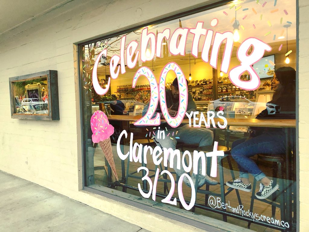 ClrmtVillage's tweet photo. Happy Birthday, #BertAndRockys!🍦🎂🎉 The past 20 years of our lives would not have been the same without you!😍You still have time to celebrate with #Berts tonight! Enjoy 20% off any #icecream purchase until close, 3/20/18 only.👌💕😋
#BirthdayBabes #ClaremontVillage https://t.co/GZJC2pHUap