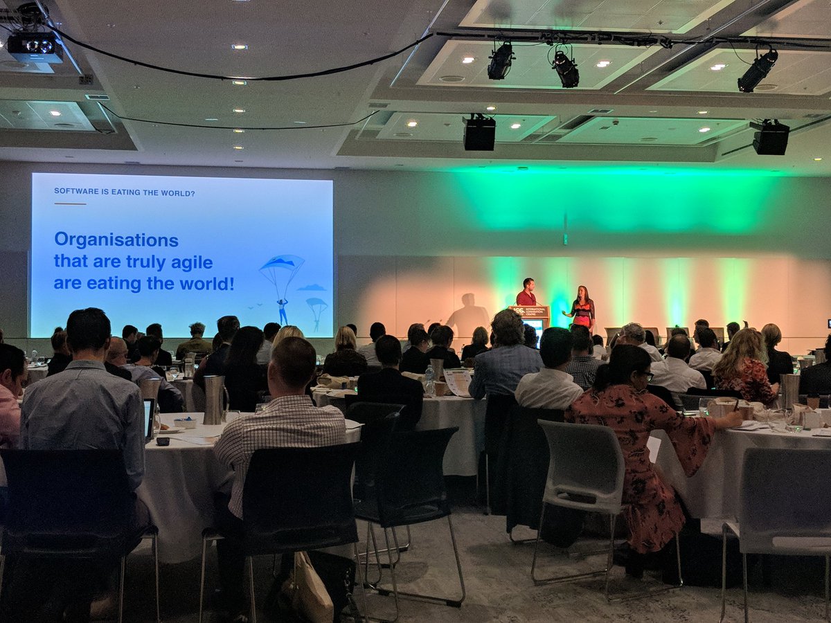 brentharman's tweet photo. @CalderConsult Andrea and Nick Todd telling the amazing @Atlassian workplace story. Best workplaces in the world. @thinkmeshed #worktech18syd https://t.co/H65hO5CK7A