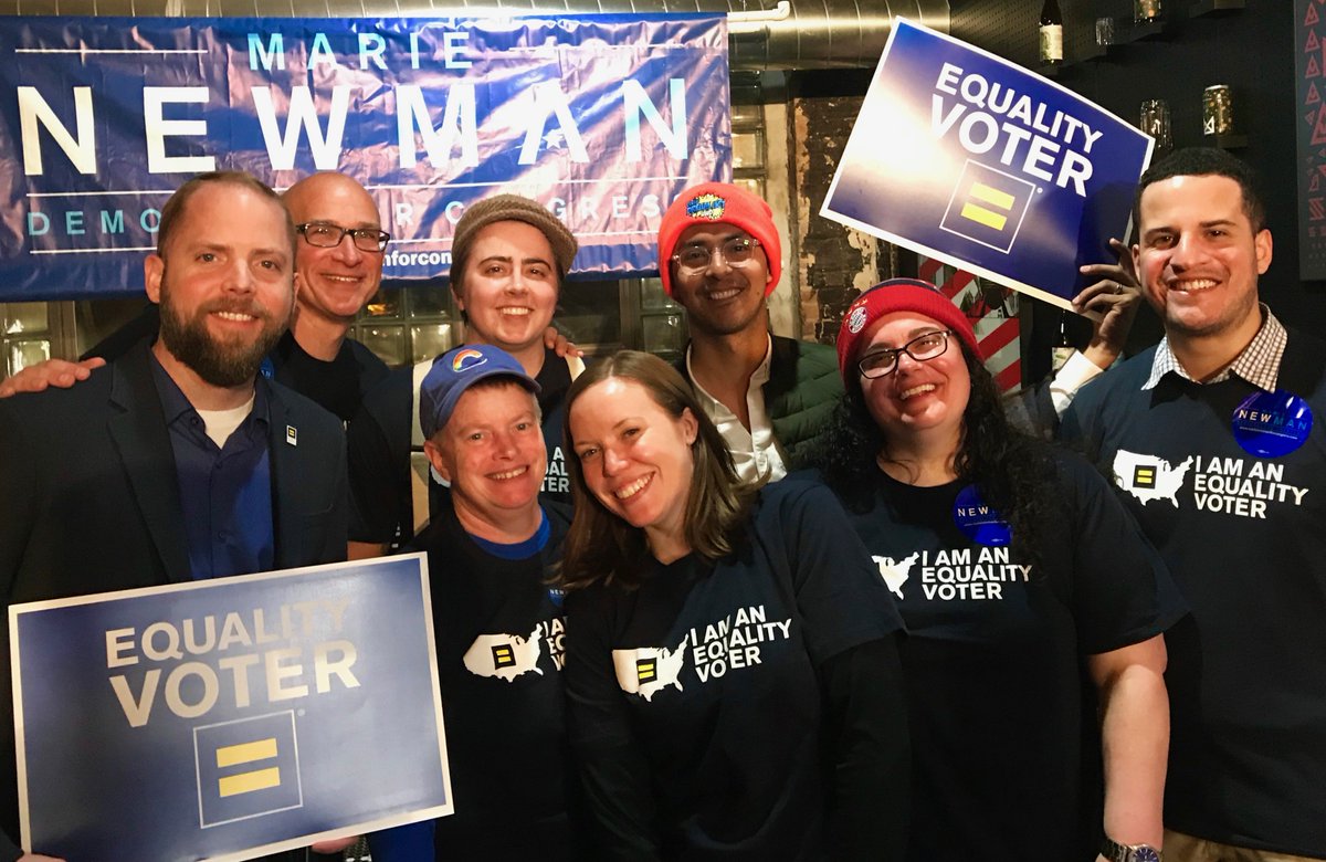 HRC members and supporters on the ground for Marie Newman.