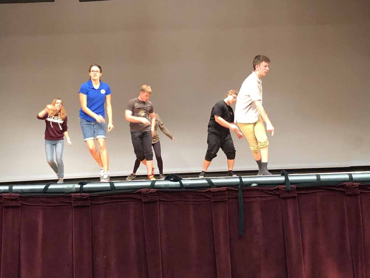 troupe_4376's tweet image. Students in 6th &amp;amp; 7th period theatre learning dances from their peers who took awesome workshops at The Florida State Thespian Festival🎭