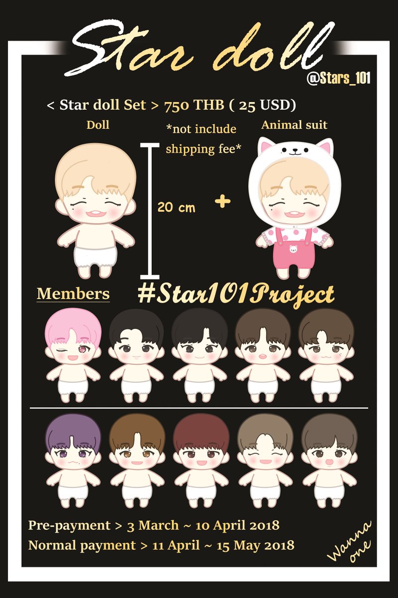 Stars_IOI's tweet photo. #Star1O1Project English Form for overseas~
✨https://t.co/9QyVDat9WU
🎀Open GO manager pls DM🎀
💘Pre-payment - 10/04/18 21:00 (GTM+7)
💘Normal payment - 15/05/18 22:00 (GTM+7)
#워너원인형 #WANNAONE #인형옷 #대넬 #지훈 #관린 #민현 #성우 #대회 #지성 #진영 #우진 #성운 #재환 https://t.co/5H0bdKKI8n