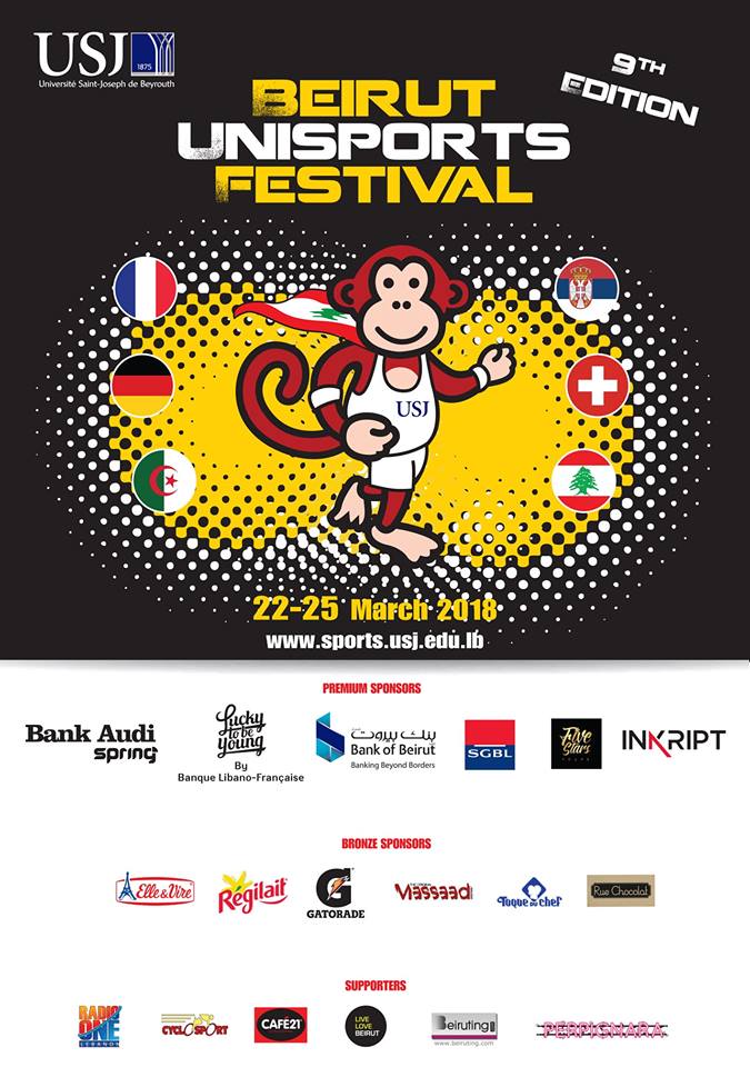 USJLiban's tweet photo. #USJSport - La 9e édition de "Beirut Unisports Festival" débutera demain à l'#USJLiban ! https://t.co/pXA2vfvY1c