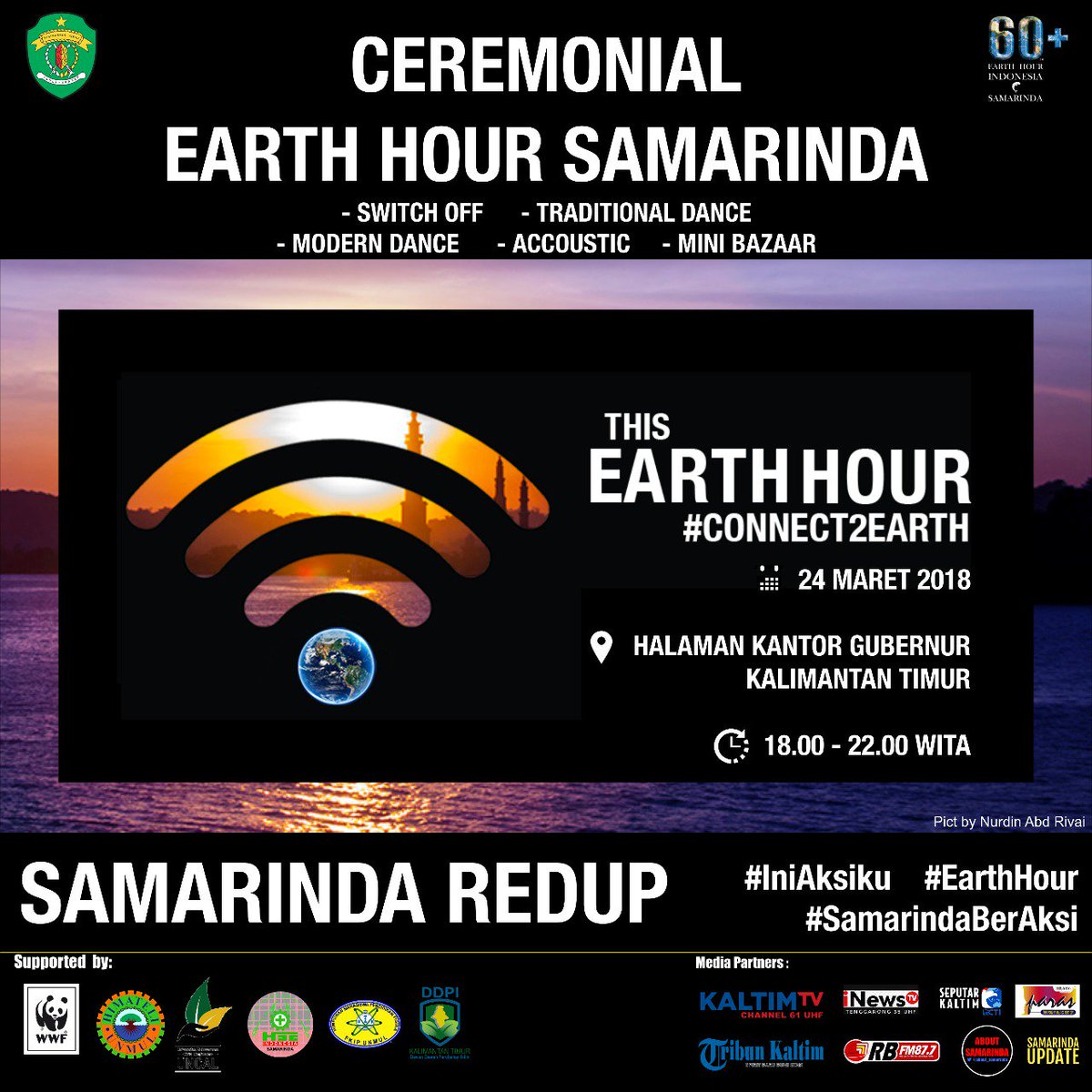 Mari bergabung bersama kami di <a href="/EHindonesia/">Earth Hour Indonesia</a> <a href="/EHSamarinda/">Earth Hour Samarinda</a> <a href="/earthhour/">Earth Hour Official</a> <a href="/WWF_ID/">Yayasan WWF Indonesia</a> . #Connect2Earth #SamarindaRedup . Padamkan listrik yang tidak terpakai sebagai simbol dukungan kampanye global penghematan energi.