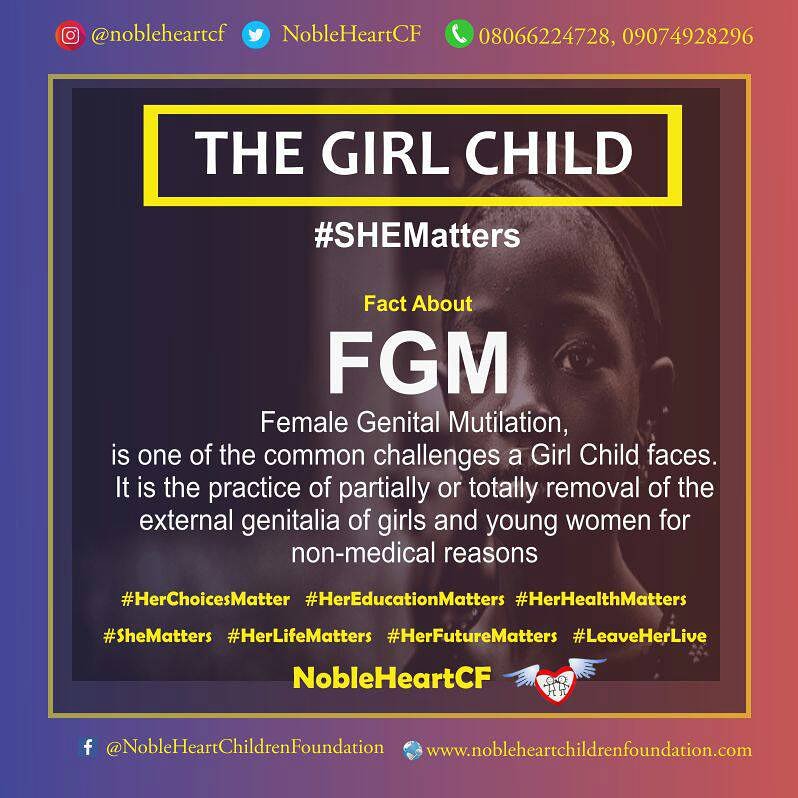 Girl Child Matters

#SHEMatters 
#HERLifeMatters
#HERFutureMatters
#HERDreamsMatter
#HERChoicesMatter 
#HERHealthMatters
#HEREducationMatters
#LeaveHERLive
#NobleHeartCF
.
.
.
#NoToFGM