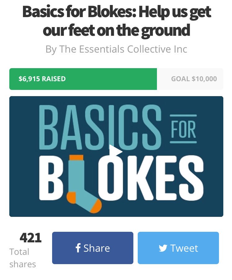 Anyone keen to tip us over the $7000 mark today? Only 3.4 socks to get us there! 

P.S. We prefer you to opt for the full sock experience. Who wants 0.6 of a sock leftover in their stock? 🤷‍♀️🧦

chuffed.org/project/basics…
#perth #socks #homeless #basicsforblokes #crowdfunding