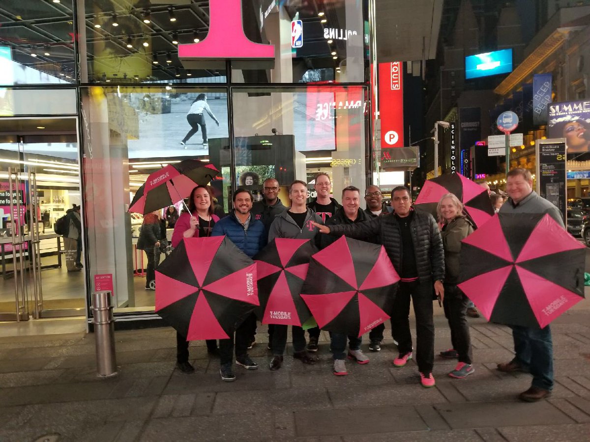Snows Coming, Flights are canceled but the Magenta 9 Leadership Team armed with <a href="/tmobile/">T-Mobile</a> Tuesday umbrellas are making the most productive use of their time in NYC.