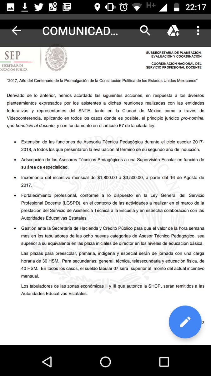 gserranocren's tweet photo. @ElpidioSNTE @TeresaOrozco @ponchogomezg Con este comunicado nos notificaron a los #ATP2015 que debíamos cumplir con la etapa 3 de nuestra evaluación. La atendimos. Ahora la @CNSPD2016 se reserva el cumplimiento del punto ocho del mismo documento. Es lógico? https://t.co/R4iMBFYEhJ
