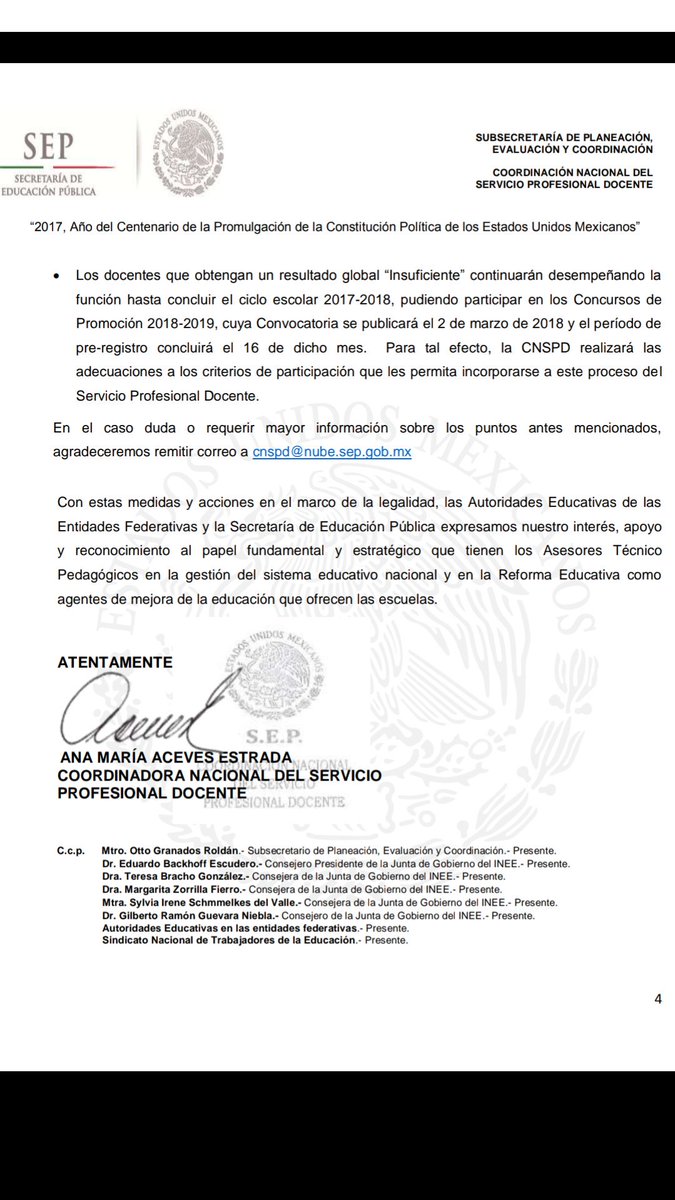 gserranocren's tweet photo. @ElpidioSNTE @TeresaOrozco @ponchogomezg Con este comunicado nos notificaron a los #ATP2015 que debíamos cumplir con la etapa 3 de nuestra evaluación. La atendimos. Ahora la @CNSPD2016 se reserva el cumplimiento del punto ocho del mismo documento. Es lógico? https://t.co/R4iMBFYEhJ