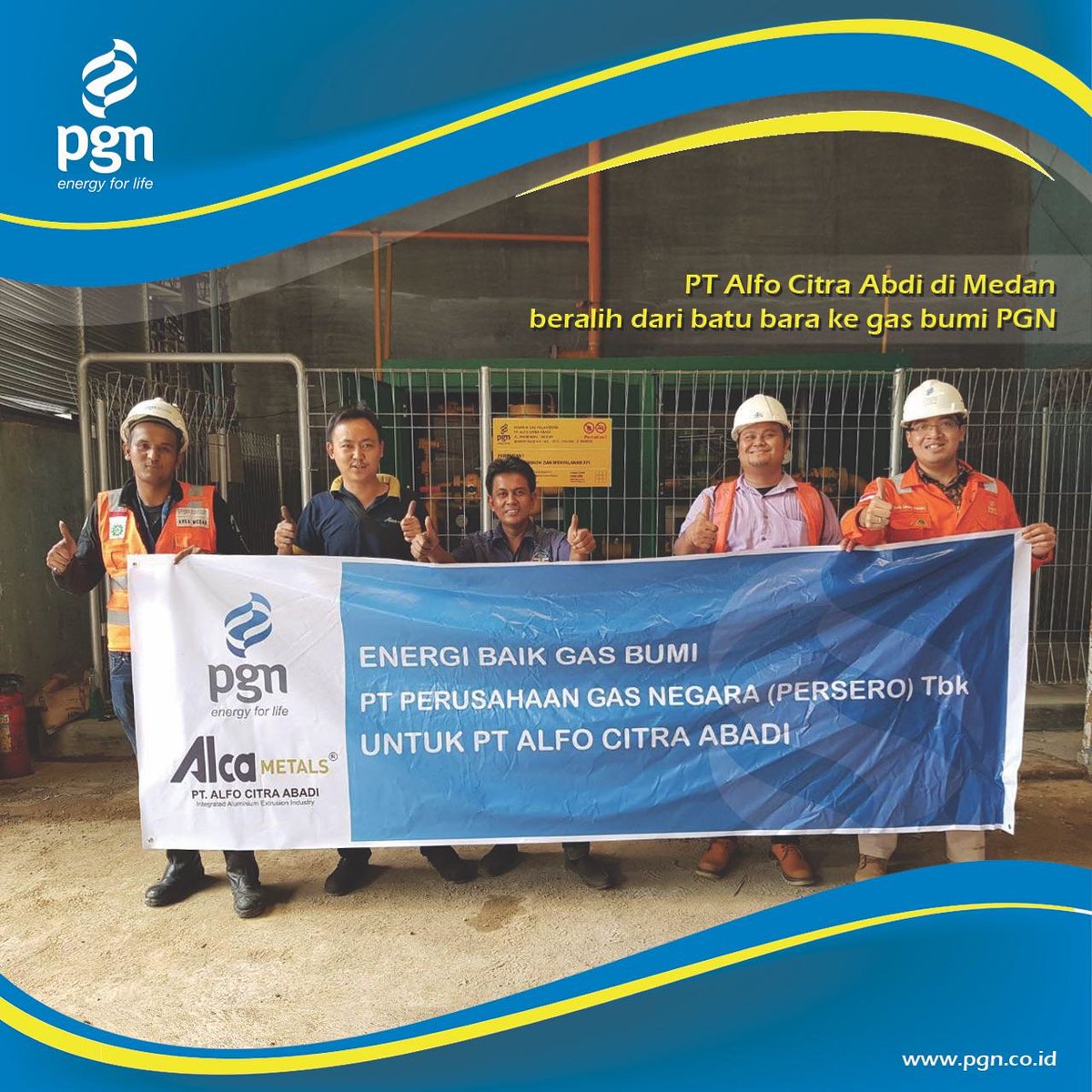 Gas_Negara's tweet photo. PT. Alfo Citra Abadi, salah satu perusahaan aluminium extrusion terbesar di Medan, Sumatera Utara, mengalihkan bahan bakar utk produksinya dari batu bara ke gas bumi PGN dgn alasan gas bumi lbh hemat, bersih &amp; ramah lingkungan. 

#gasnegara #energibaik https://t.co/KwoFTN2QdV