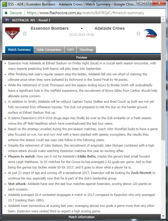 Flashscore Com Au On Twitter Https T Co E4xhalugaa Will Have Previews For Every Afl Fixture In 2018 Essendonfc Vs Adelaide Fc Preview At Https T Co E4xhalugaa Will Have Previews For Every Afl Fixture In 2018 Https T Co Y5aacbhgbe Https