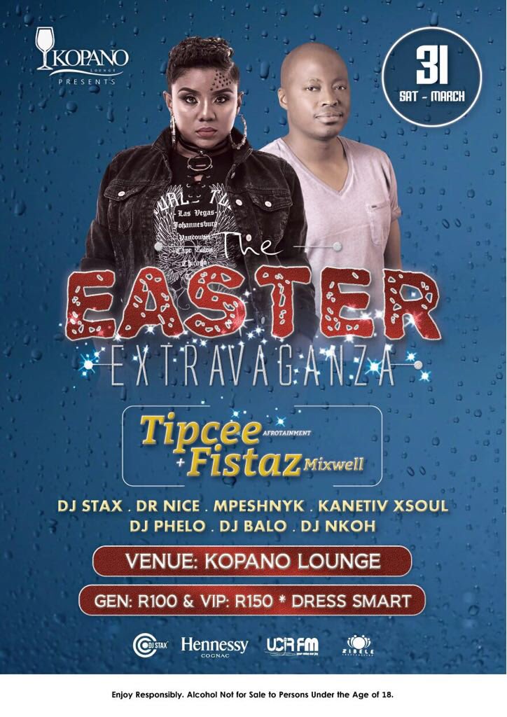 Snawoux's tweet photo. #MyBdayWeekend
#KusazoBaLit @KopanoLounge 🤗
featuring the #Legends @DJStaxSA @FistazMixwell
and #TheQueen @tipcee3
#EasterExtravaganza https://t.co/zMabSpISOd