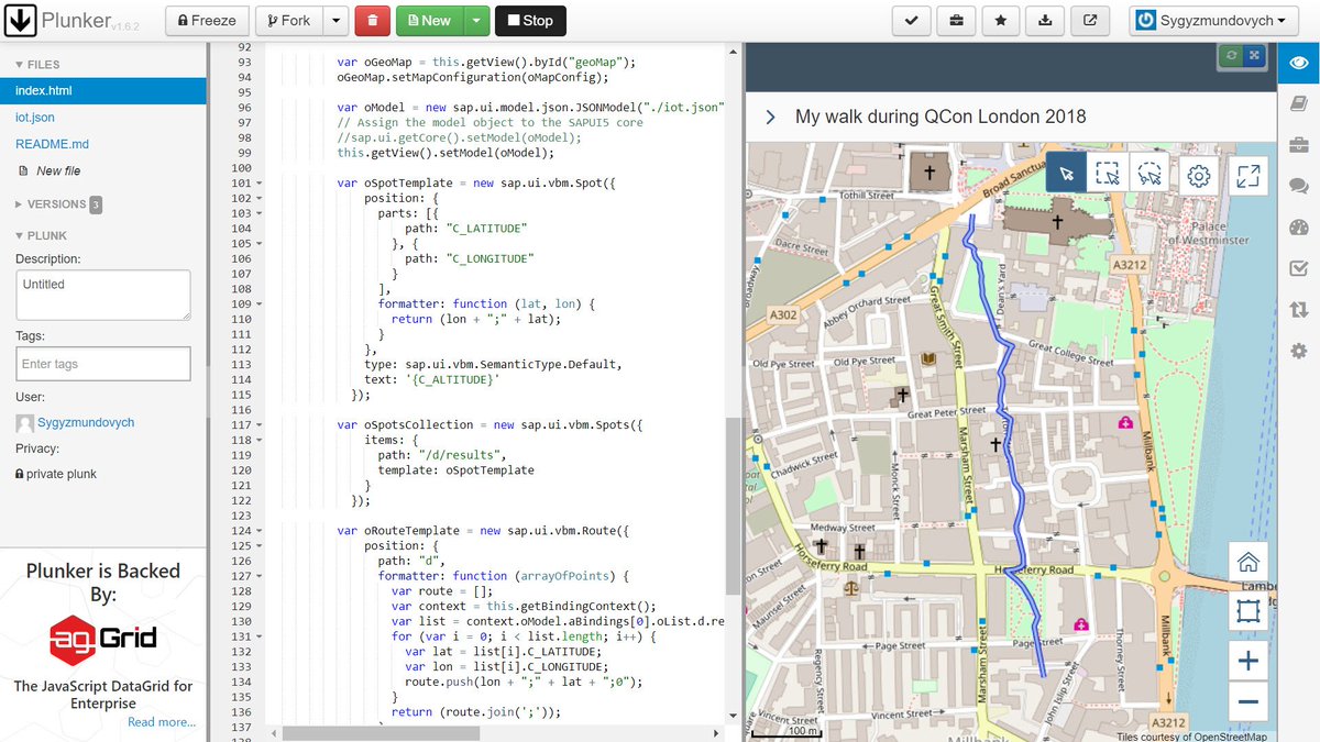 Consulting_SAP's tweet photo. SAPUI5 meets #GeospatialTuesday: plotting a GPS tracking route from IoT on GeoMap https://t.co/1G0TB6Y4Ui https://t.co/NKI5DeGxlL