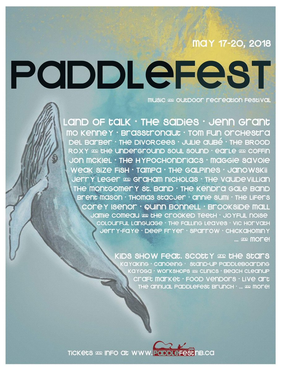 Oh snap! Check out the lineup for Paddlefest this year! It’s going to be a deadly time, why not grab some tickets? Head on over to the website to purchase them. <a href="/PaddlefestNB/">Paddlefest Music & Nature Festival</a>