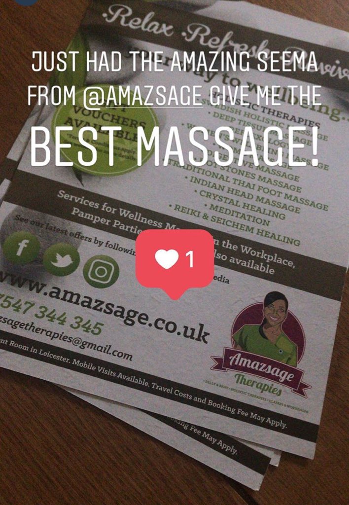Love it when clients mention me on their social media and say how they feel after seeing me. #amazsage #amazsagetherapies #pregnancy #pregnancymassage #ivf #ttc #helpingcouples #fertility #fertilitymassage #fertilitymassageleicester