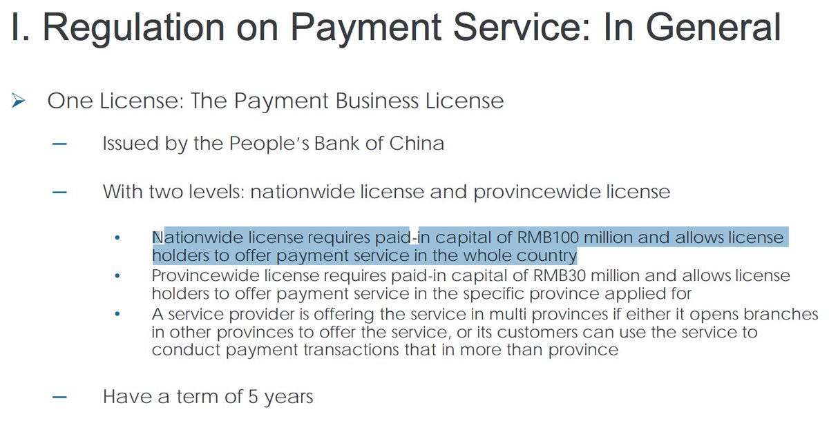 China opens access to payments market. With a USD 15,798,000 pay-in capital requirement who wouldn't want a license. Thanks to Vincent Wang for the summary on license conditions.
bloomberg.com/news/articles/…
