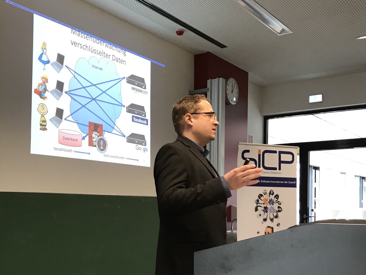 SICPaderborn's tweet image. Warum Sicherheitsbehörden verschlüsselte Daten speichern und wie man sich gegen nachträgliche Entschlüsselung wehren kann. Prof. Dr. Tibor Jager @tibor_jager präsentiert aktuelle Forschungsergebnisse zu 0-RTT-Schlüsselaustauschprotokollen mit voller #ForwardSecurity. #TdITS18