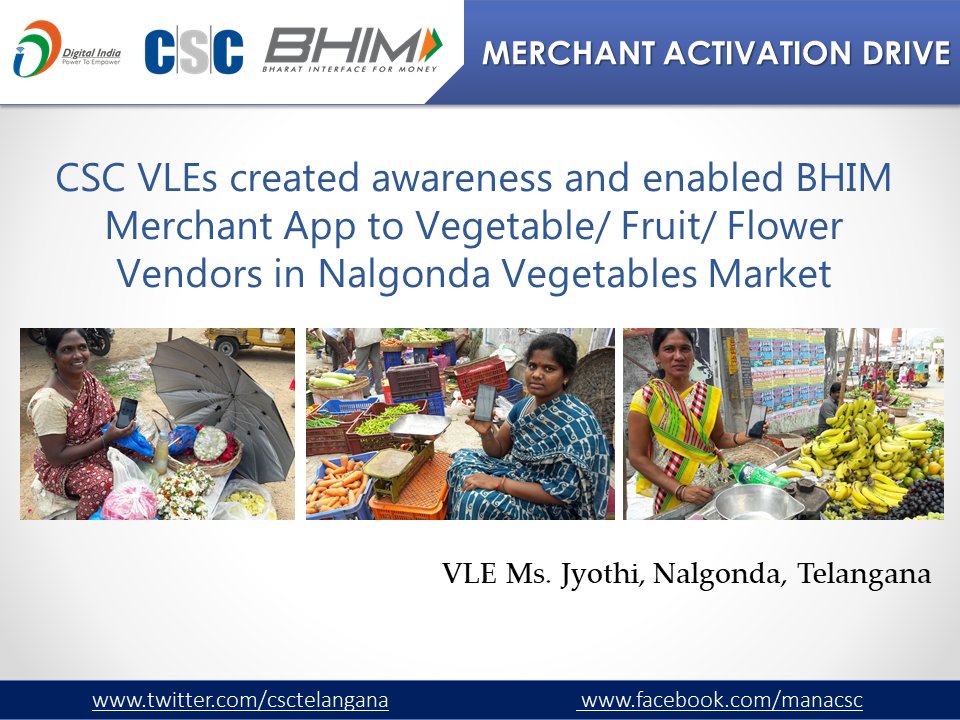 CSCTelangana's tweet photo. #bhim #BHIMDrive #CSC #VLE #PayCashless #digitalpayments https://t.co/q8xwnfyZm6